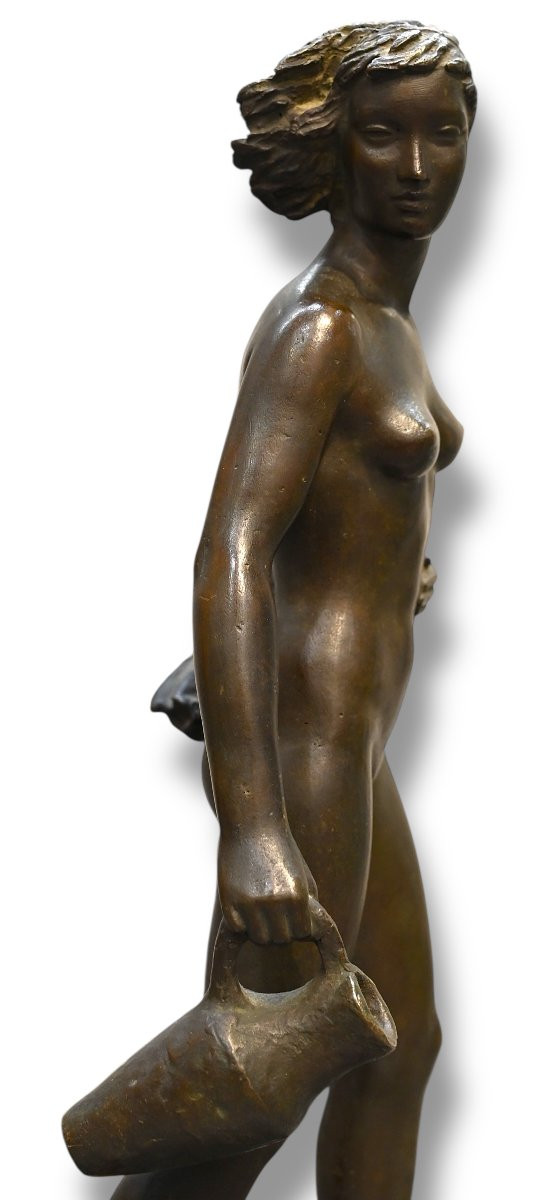 Angelo Ferreri - Porteuse d'eau en Bronze - Italie, années 40-photo-1